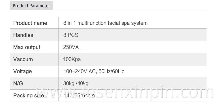 8 In1 Facial Skin Care System vertical Jet Peel Water Oxygen Therapy Facial Machine